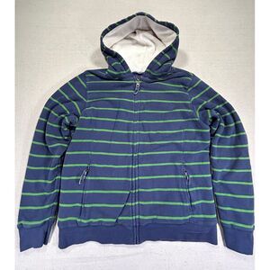 L.L. BEAN Men's Medium Full Zip Fleece Lined Stripe Hoodie‎ Jacket Insulated